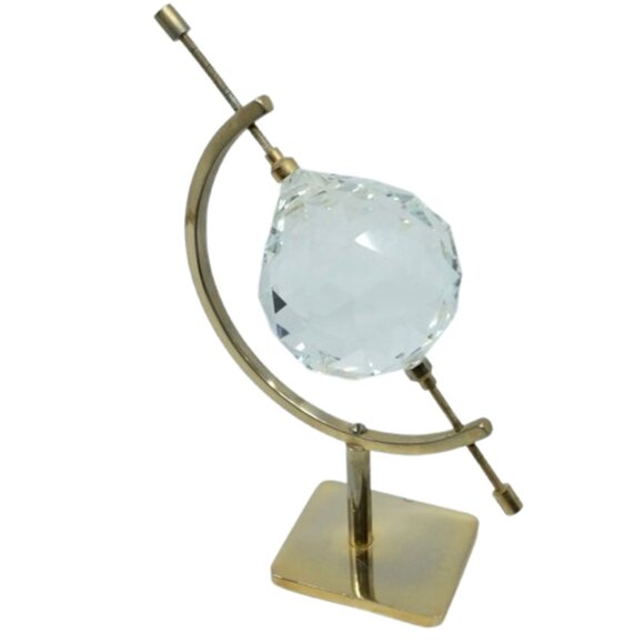 Vintage Other - VINTAGE SWAROVSKI DIAMOND CUT CRYSTAL ROTATING GLOBE BRASS STAND